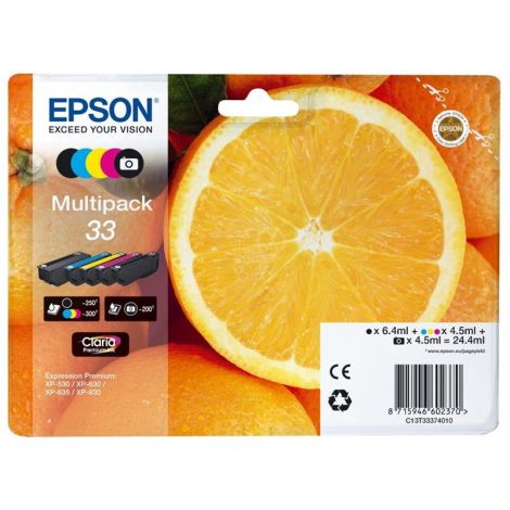 Cartridge Epson T3337 (33), CMYK + PB, päťbalenie, multipack, originál